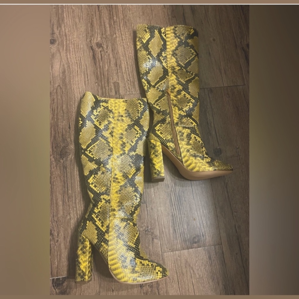 Faux Snake Skin Boots (Just Fab)
